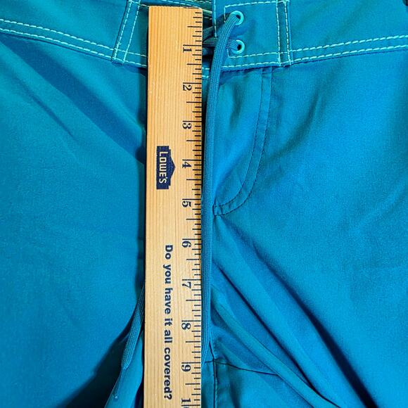 Title Nine Carve Designs Board Shorts Lace Up Sz 14 XL Teal Green Swim Unlined - Picture 9 of 11